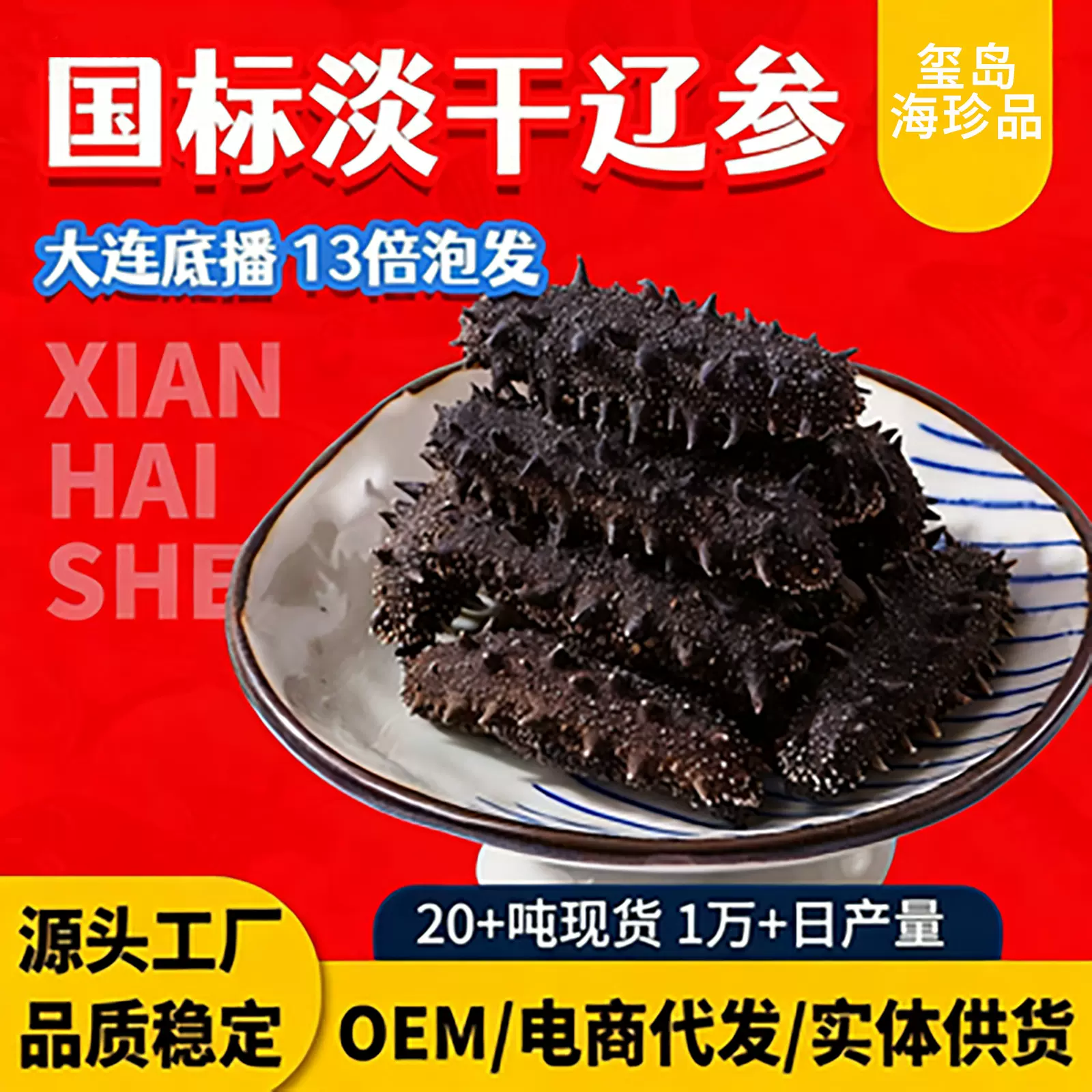 厂家源头批发干海参播底辽刺参高泡发率淡干海参深海淡干