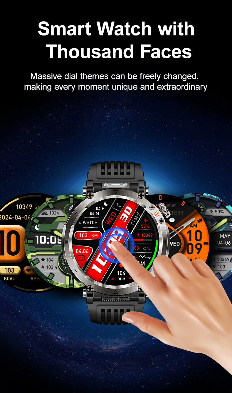 Smartwatch nuovo prodotto per sport all'aria aperta, impermeabile, chiamate Bluetooth, ampio schermo da 1,7", indicatore di frequenza cardiaca e saturazione di ossigeno nel sangue, luce LED._voghion.com