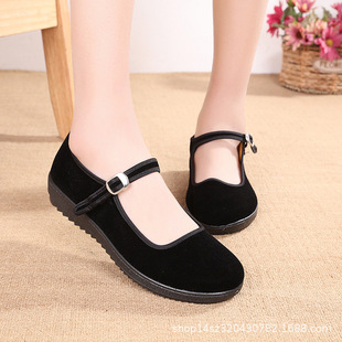 Size 36 Old Beijing Cloth Shoes for Women, Black Cloth Shoes, Casual Work Shoes, Tendon Sole Work Shoes, Work Shoes