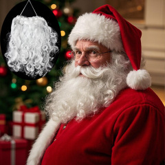 クロスボーダークリスマスデコレーションは、老人のひげ、おじいちゃんのかつら、ひげのついたひげ、クリスマス帽子、ひげセットです。