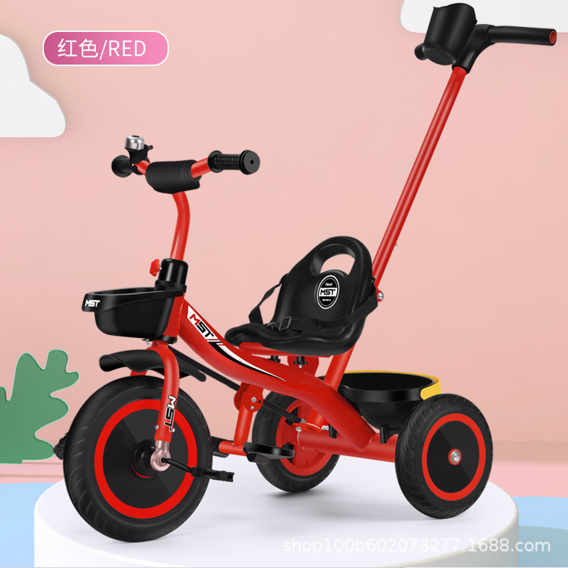 Triciclo de Empuje Infantil 1-3-6 Años de Tubo de Acero con Pedales para Niños