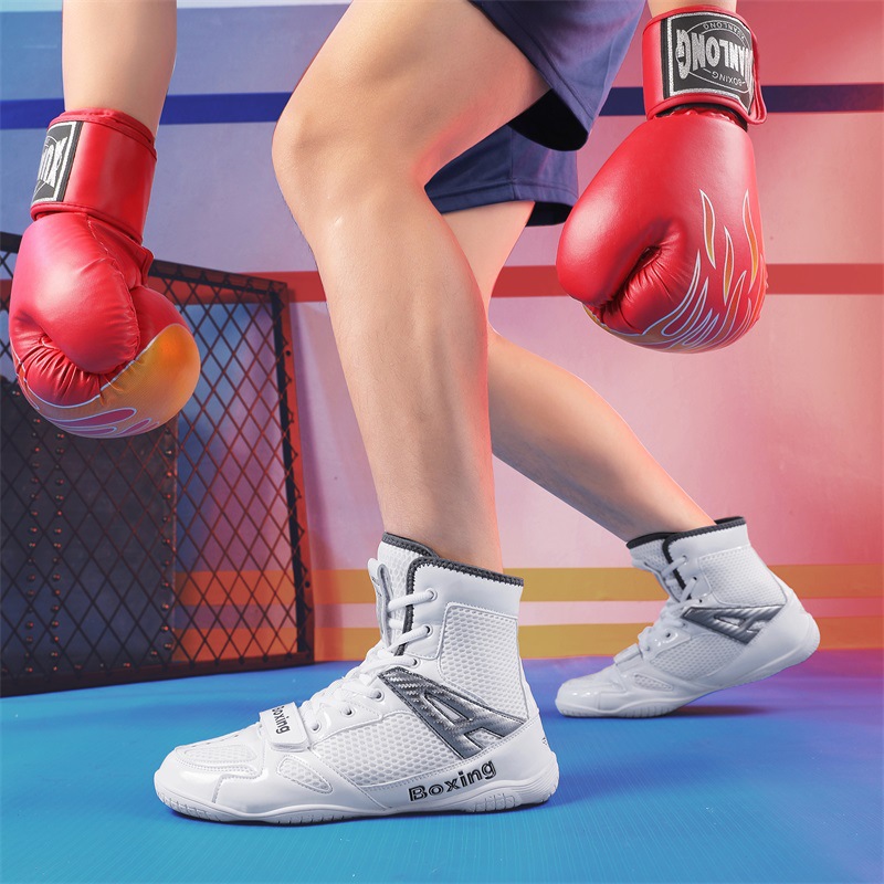Boxing Shoes Adult Large Size Men's and Women's High-Top Wrestling Sanda Shoes Indoor Training Competition Shoes Squat Fighting Shoes Fighting