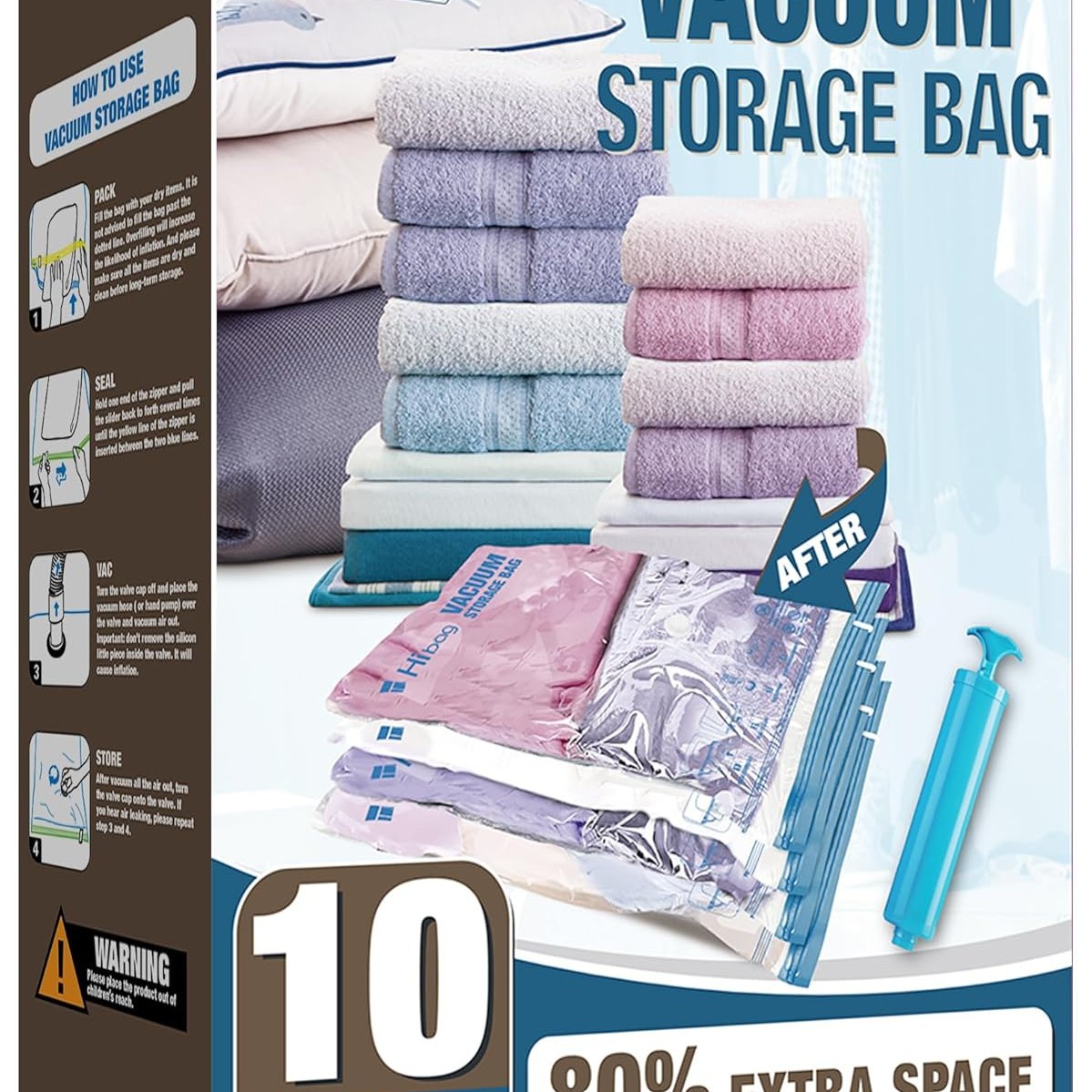 17 juegos de bolsa de compresión al vacío para ropa doméstica, bolsas de acabado de cama, bolsas de extracción de aire transparentes grandes, comercio exterior