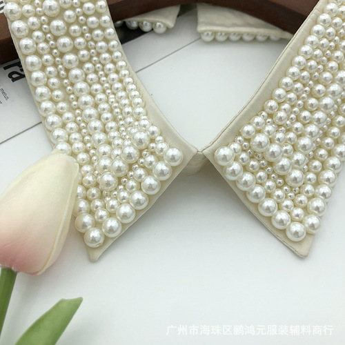 Wholesale palace retro style three-color large and small pearl combination fake collar, cross-border hot product, versatile women's pointed collar