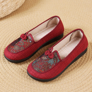 Women's Spring Cloth Shoes for Middle-Aged and Elderly Mothers, Breathable Grandma Shoes, Soft-Soled Cloth Shoes for the Elderly, Old Beijing Cloth Shoes for Women