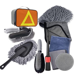 Cross-Border Popular Car Supplies Brush Wheel Hub Brush Car Electric Tool Detail Gap Brush Air Outlet Brush 10-Piece Set