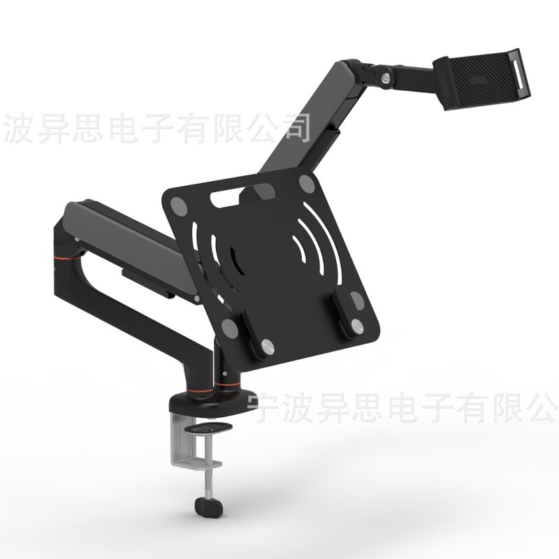 Laptop Tray + Phone Holder Tablet Stand Dual-Arm Mechanical Arm 0-6kg Gas Spring Table Clamp Adjustable