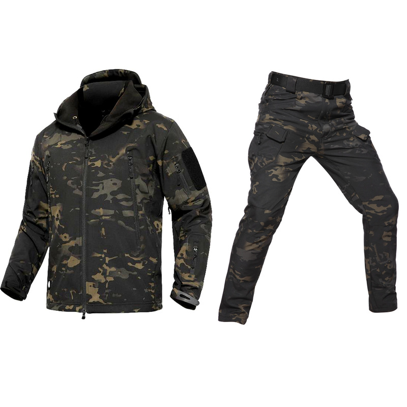 Junying X7 Shark Skin Soft Shell Charge Suit Warm Waterproof Breathable Men's Casual Camouflage 2-Piece Cross-Border Suit