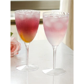 轻尚香槟杯红酒鸡尾酒杯硬塑料航空杯一次性透明条纹加厚创意杯子