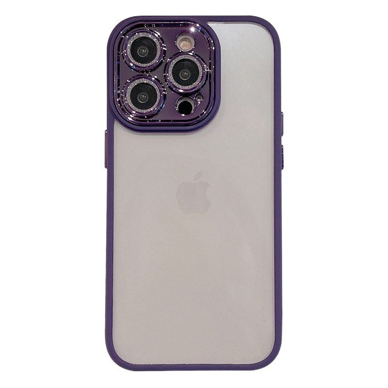Aplicable iPhone16Pro galvanoplastia brillo lente película carcasa para teléfono móvil al por mayor Apple 15 protección acrílica transparente
