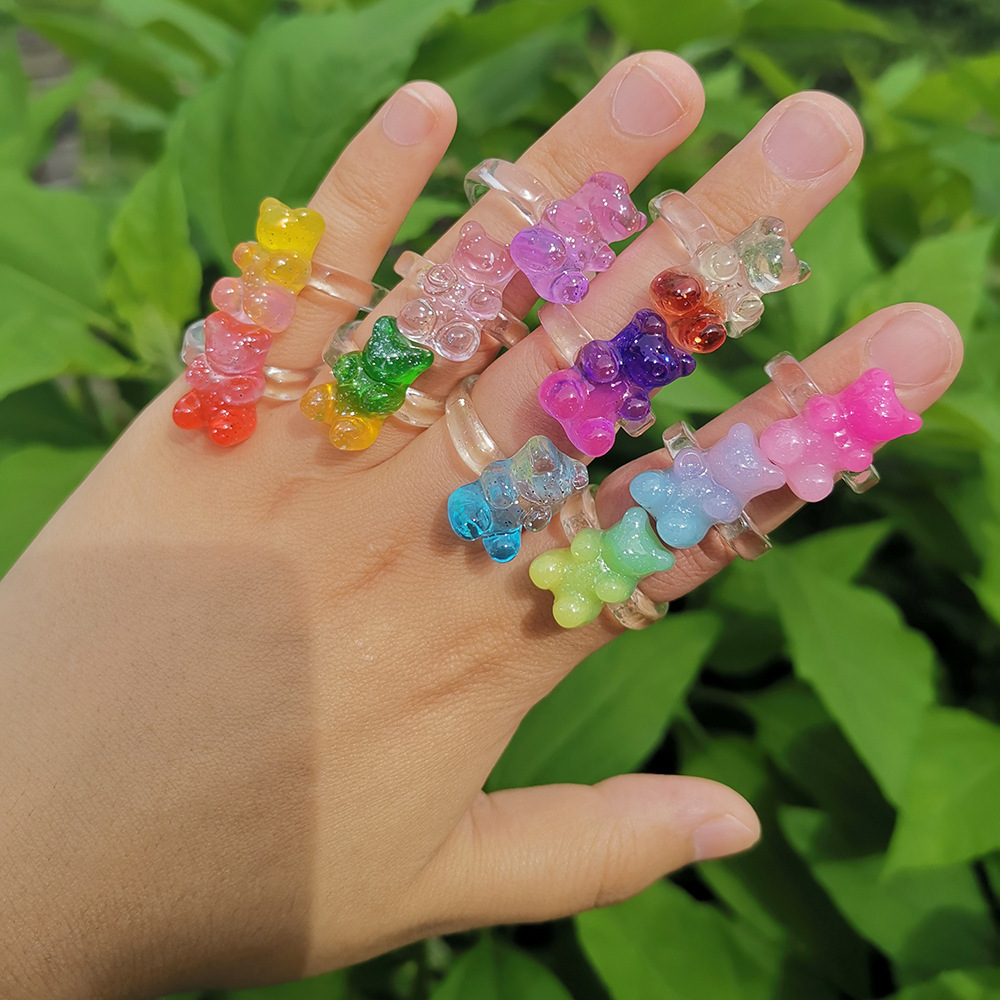 4g Weight Rings Classification 1 Piece Quantity Daily Occasion Acrylic Material Bear Pattern Women's Gender Cute Style Cute Bear Arylic Women's Rings 2