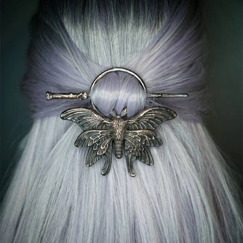 Viking Chunky Moth Hair Stick Retro Gothic Nordic Butterfly Hair…