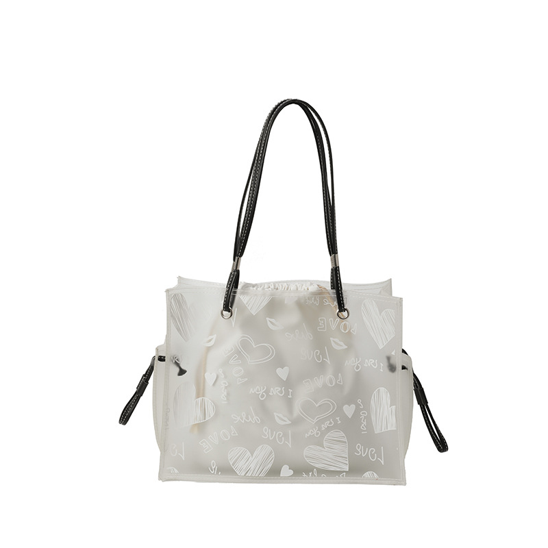 Bolso de nicho transfronterizo 2025 nuevo bolso de niño y mujer bolso de gelatina transparente bolso de hombro de gran capacidad de amor