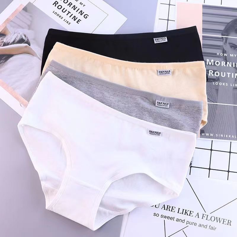 Girls' Pure Cotton Underwear Women's Breathable Simple Student Low-Waist Large Size Solid Color Triangle Shorts Factory Direct Sales and Delivery