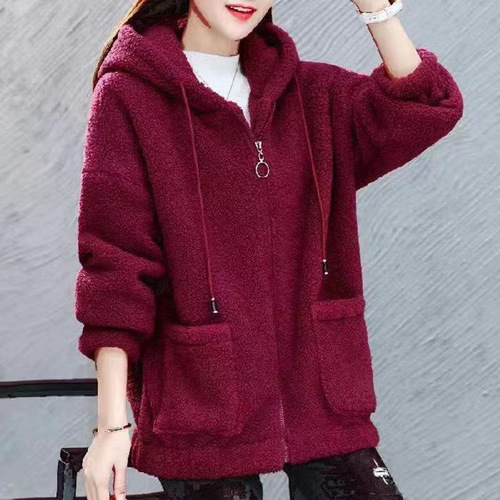 200 catties plus size women's lamb velvet jacket 2025 new fat mm autumn and winter loose Korean sweatshirt for women