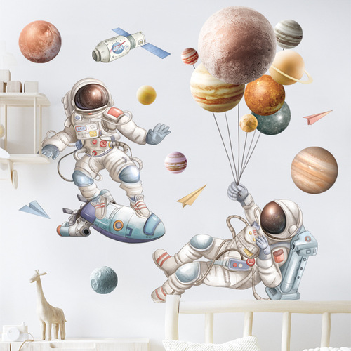 Astronaut starry sky stickers Earth NAS wall decoration background bedroom sofa wallpaper children's room classroom wall stickers