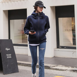 High collar hooded fleece-lined padded warm sports vests 2024 autumn new three-dimensional waist art coat students