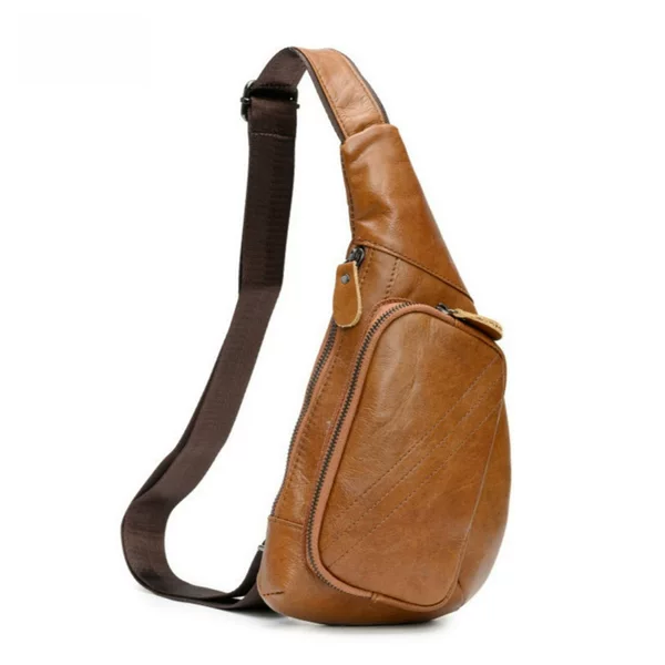 Men's First-Layer Cowhide Chest Bag, Vintage Casual Messenger Bag