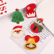 新款聖誕系列發飾手工編織毛線聖誕發夾可愛寶寶碎發邊夾兒童發飾