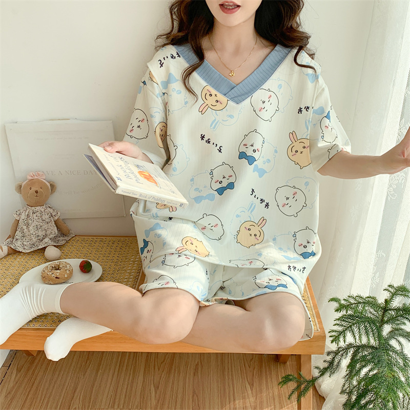 月子服夏季薄款特大码80-300斤短袖哺乳睡衣孕妇产后喂奶套装宽松