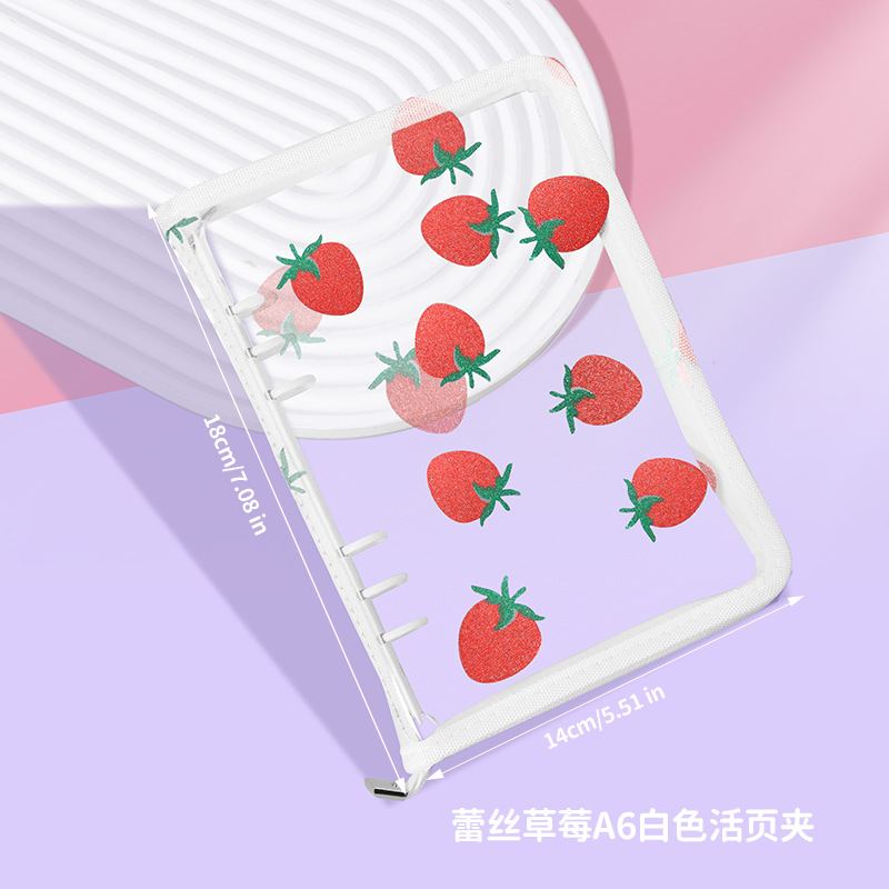 레이스 딸기 A6 흰색 바인더