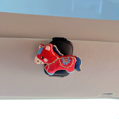 Car Glasses Clip/Bill Clip Glasses Holder Car Sun - red-horse-black-glasses-clip
