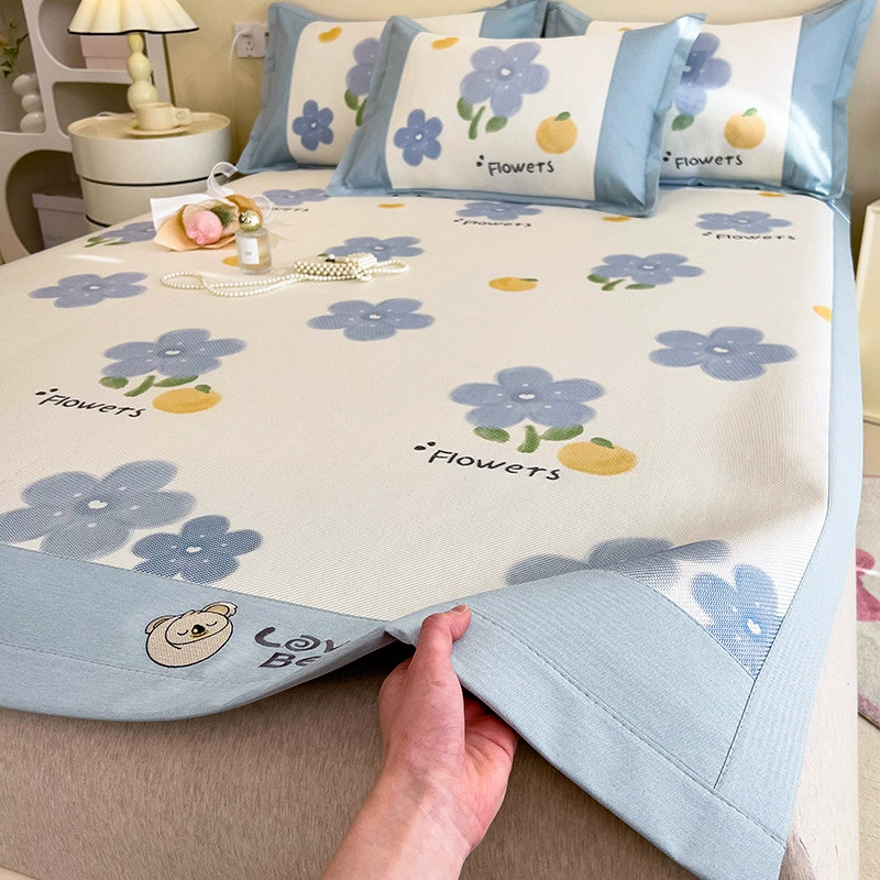 Summer silk mat, set, sheet for home use, 3 piece set, washable