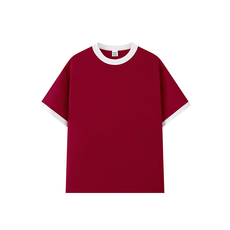 Camiseta de manga corta de color de contraste logotipo impreso [retro americano] clase uniforme grupo uniforme actividad camiseta camisa de fiesta de aniversario