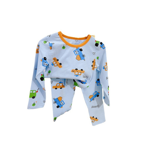 Anmeiya middle and large children's boneless Lycra underwear set ginger breathable boys and girls autumn clothes and autumn trousers two-piece manufacturer