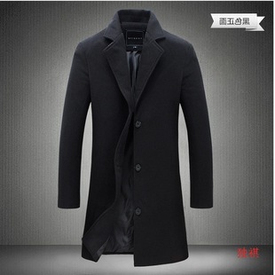 Woolen coat foreign trade autumn and winter new men's fashion Korean slim fit long windbreaker woolen coat wholesale