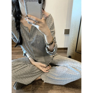 Pajamas Korean Style 2025 New Spring and Summer Sweet Floral Girl Lace Long-Sleeved Suit Pants Cardigan Home Clothes