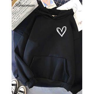 【跨境欧码】Hirsionsan Simplic Heart Print Women SweatshirtH