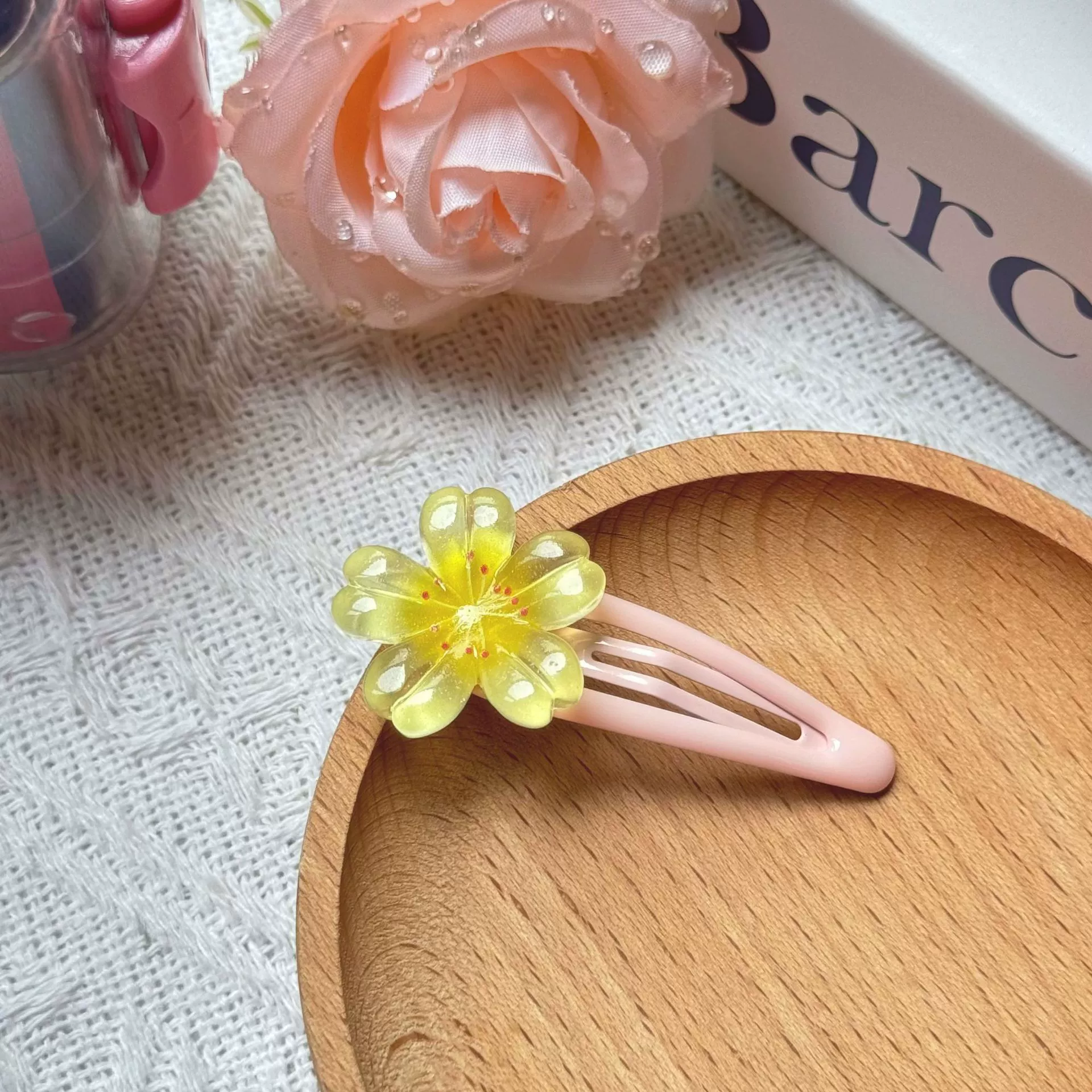 Заколка для волос Jelly Cherry Blossom, смоляная боковая клипса, 6 см, пастельные цвета
