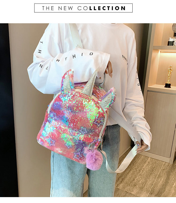 Nylon Lining Material Women's Pvc Star Cute Cylindrical Zipper Fashion Backpack