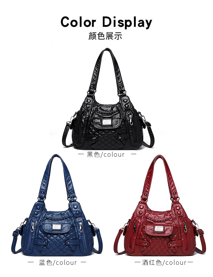 2023 New Mom Bag, washed leather casual commuting bag, women's large-capacity handbag, European and American style soft leather single-shoulder bag undefined