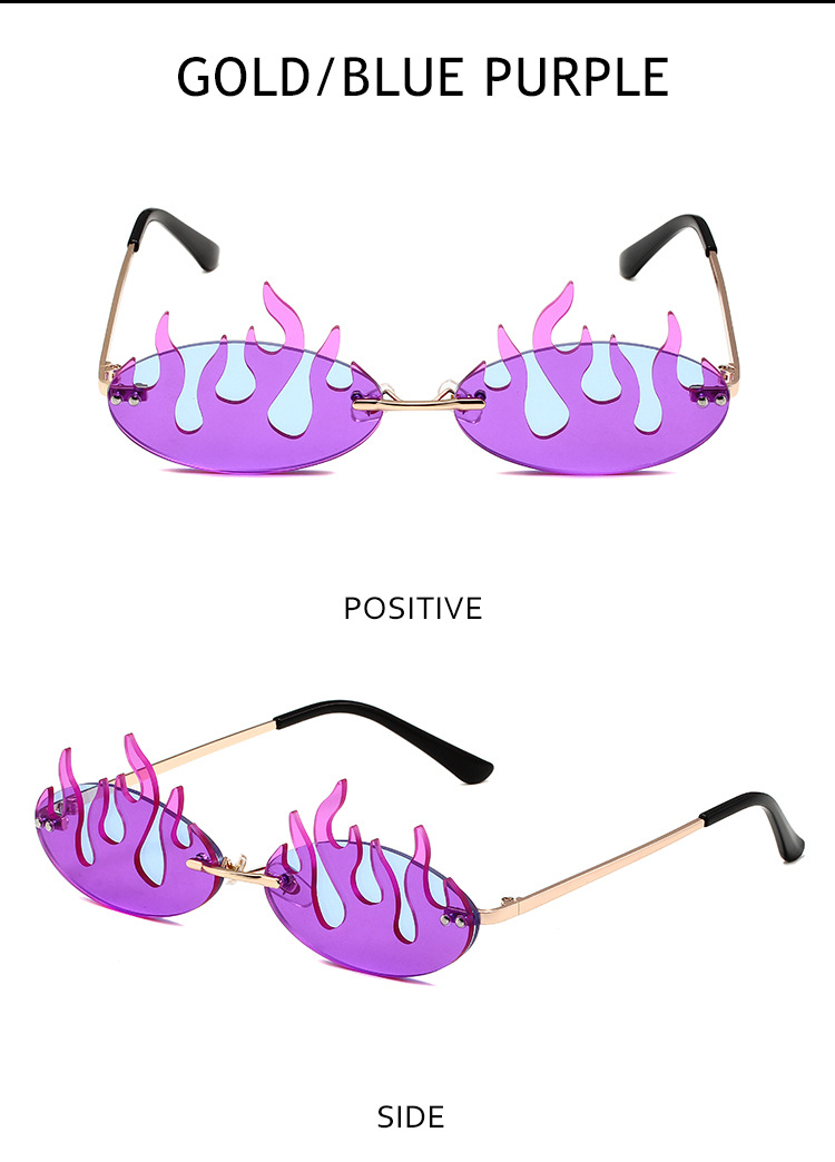 Men's Sunglasses New Hip Hop Flame Sunglasses Internet Celebrity Ins Double Lens Glasses Funny Contrast Color Sunglasses Female Trend_viptrois.com