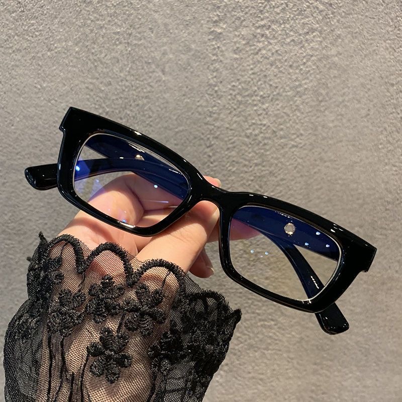 Korean style fashionable jennie same glasses frame small face fashionable narrow edge thick frame plain glasses can be equipped with myopia frame for men and women