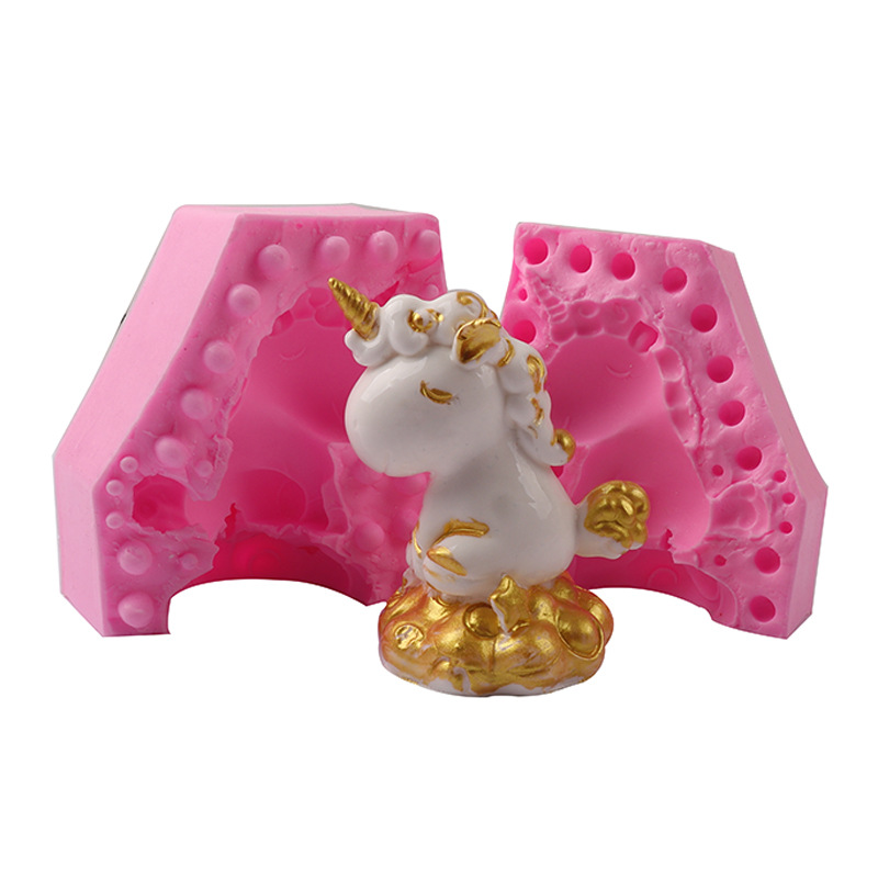 En línea celebridad 3D unicornio epoxi molde de silicona coche aromaterapia molde de yeso jabón molde para hornear