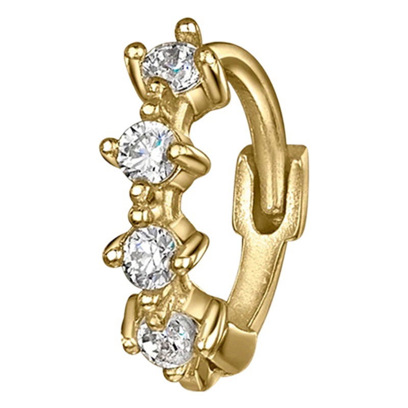 Nueva moda europea y americana simple ins estilo S925 plata esterlina cartílago piercing brillante redondo del grano oído anillo oído hebilla pendientes