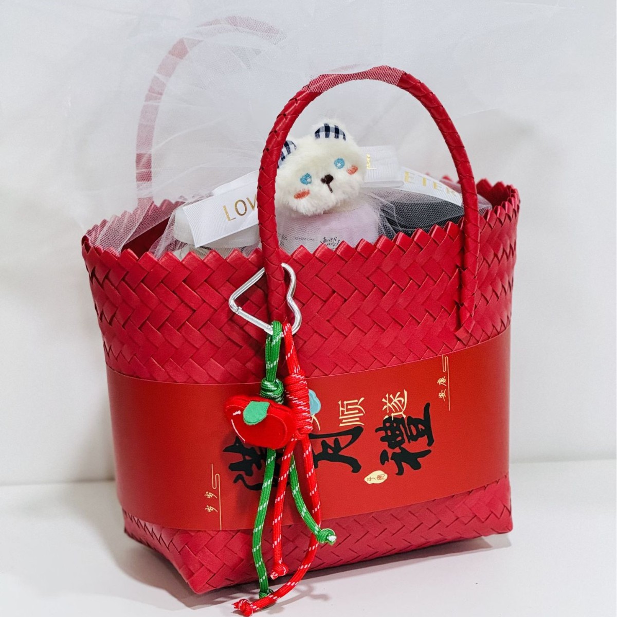 Cestas de nuevo estilo chino de Año Nuevo Reunión anual de reubicación de regalo de aniversario de reubicación de regalo canasta tejida a mano