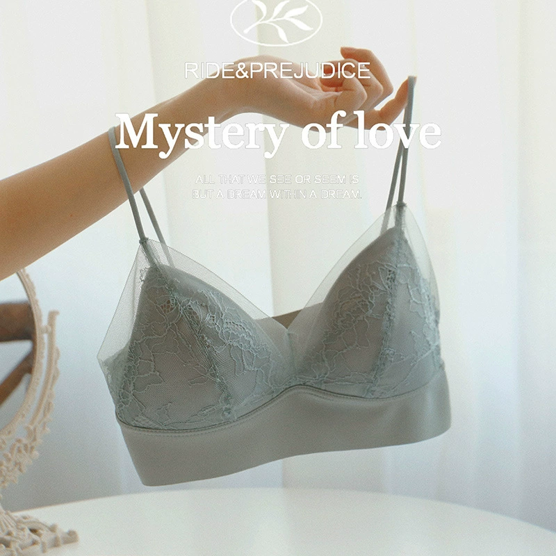 Японское одиночное кружевное нижнее белье Fairy Красивый бюстгальтер на спине Бесшовные французские треугольные чашки Тонкий бюстгальтер без сборок Нижнее белье