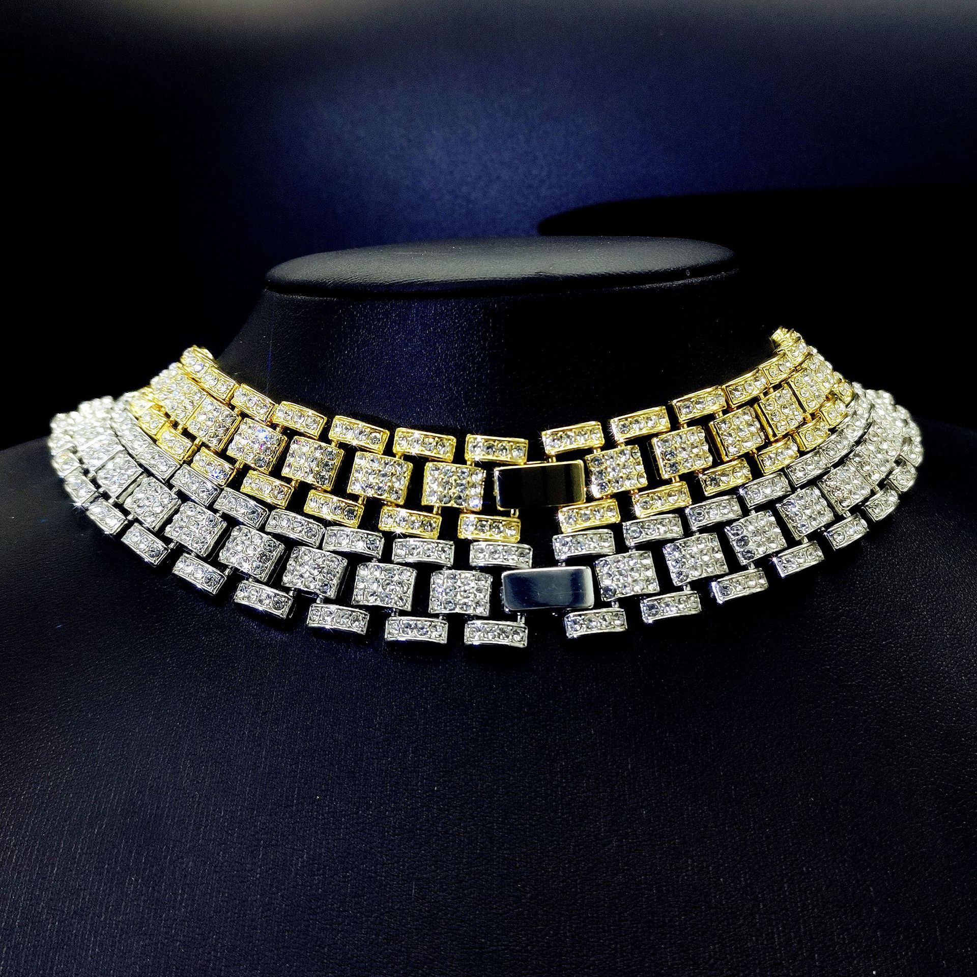 Hip Hop Trendy Cuban with Diamond Bracelet 16mm Watch Chain for Men and Women Hiphop Necklace_voghion.com