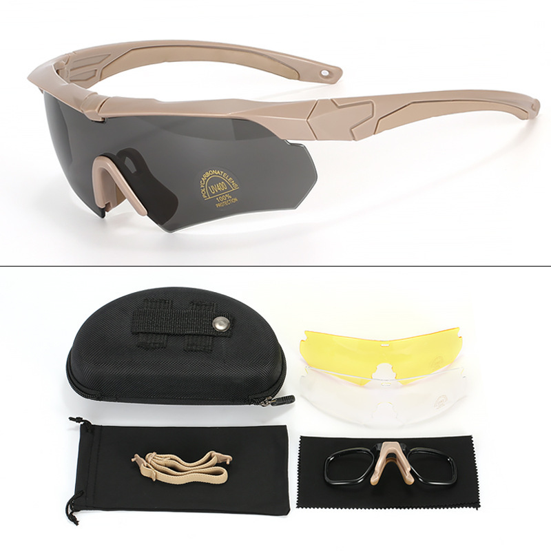 Militaire CS-bril, gepolariseerd licht, UV-tactische schietbril, wind- en zandbestendige buitensportbril_voghion.com