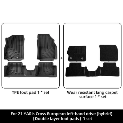 Suitable for 20-24 Toyota Modelə uyğun ayaqaltı - 20-22-toyota-yaris-cross-left-hand-drive-hybrid-double-layer-europeanwear-resistant-king-floor-mats