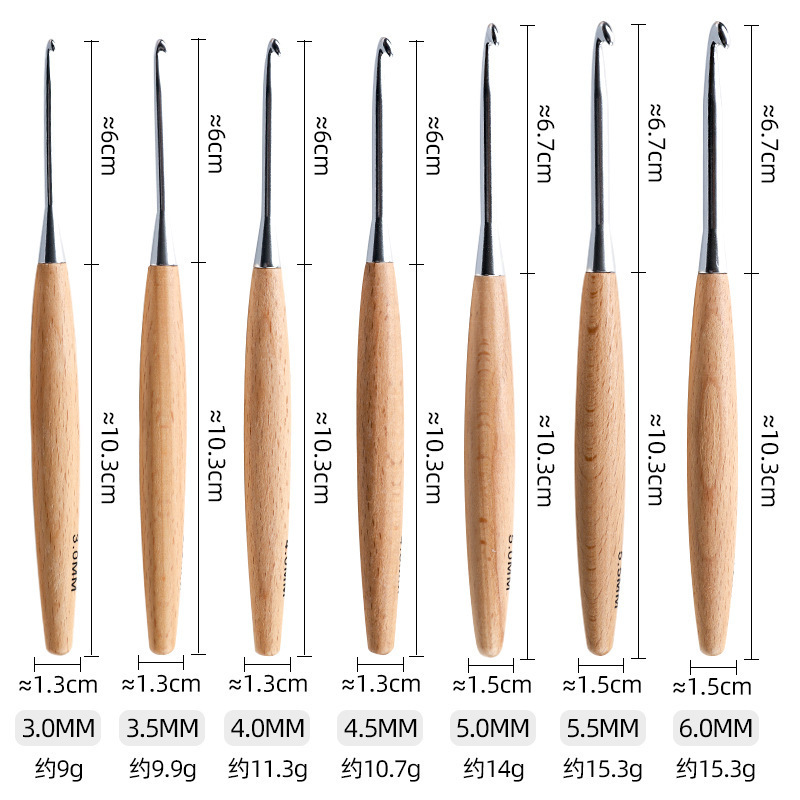 Manufacturer Wholesale High-End Household Wooden Handle Crochet Hooks for Hand-Knitting Sweaters, Wool Crochet Hooks, Round Wooden Crochet Hooks, a Set of Tools