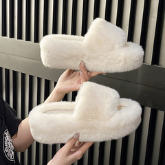 毛毛拖鞋女外穿6CM春秋季2023新款居家韓版chic潮鞋一字棉拖鞋