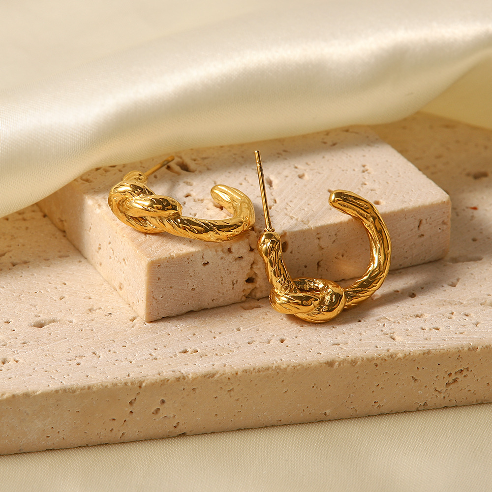 Retro Geometric Stainless Steel Plating Earrings 1 Pair