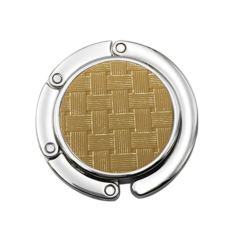 Venta caliente color sólido PU patrón imprimible de cuero Ronda plegable bolsa portátil gancho mesa lateral damas escritorio bolsa gancho