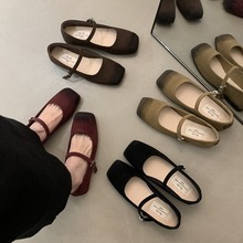 高级感设计小众单鞋2024年新款韩版chic复古擦色方头浅口玛丽珍鞋
