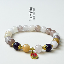 天然新疆金丝玉手串紫罗兰玉石玛瑙diy设计手串现货批发礼物用品